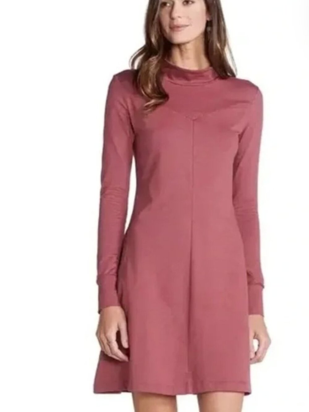 Toad & Co Fernview Mock Neck Dress Jersey Organic Cotton A-Line Red Size Small